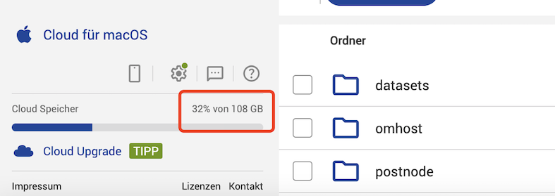 GMX Drive 存储使用情况截图