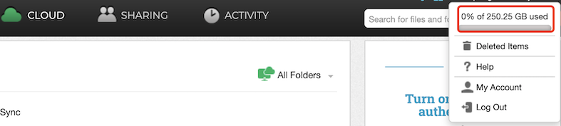 SugarSync 存储使用情况截图